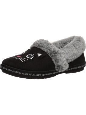 Bobs Skechers Slip-ins Meow Cat Face Faux Fur Slippers Size 6